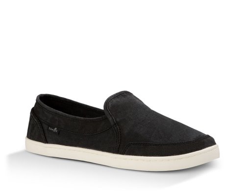 Sanuk Womens Pair O Dice Black Slip-on Sneakers | WKFGUB092